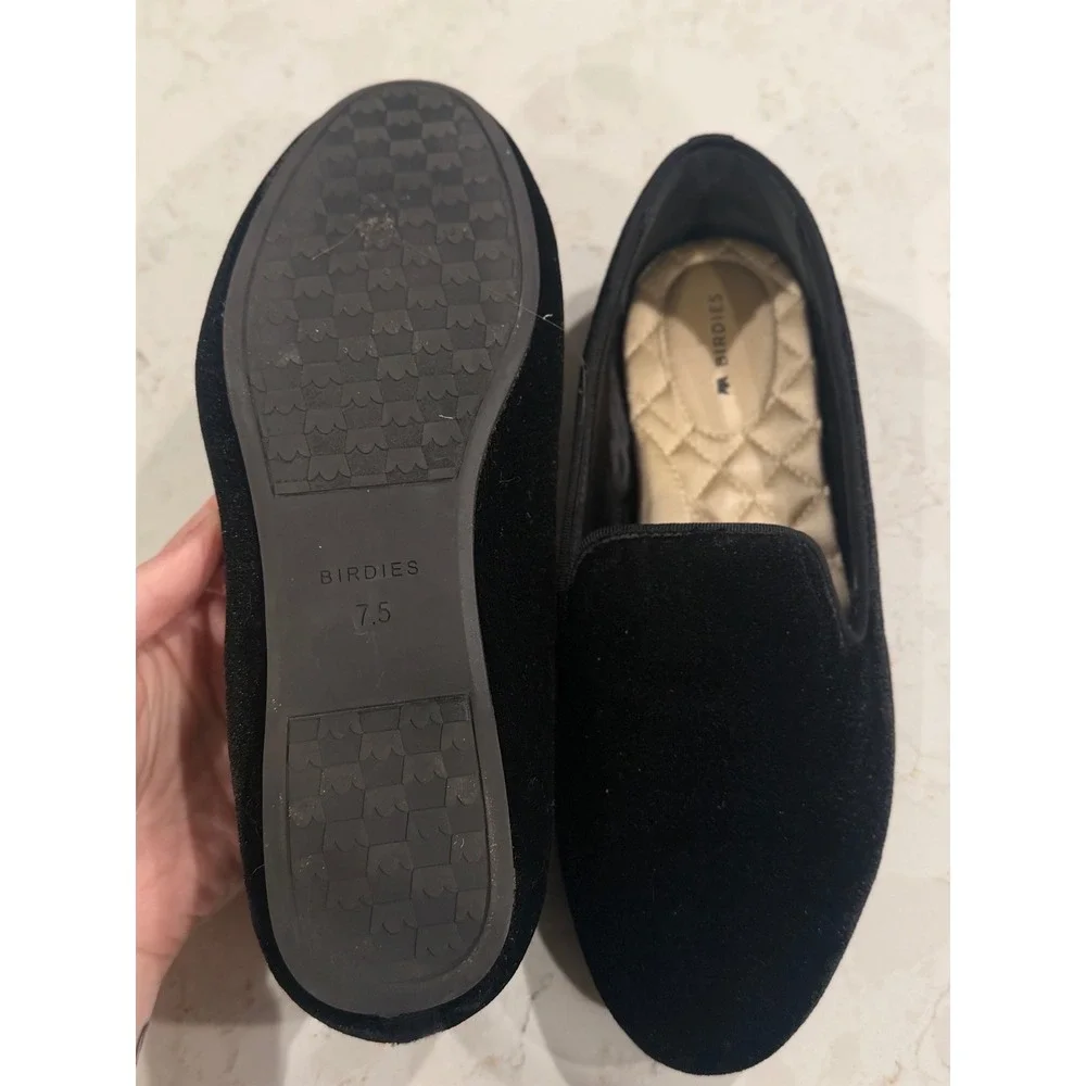 Birdies The Starling Black Velvet Loafers‎ Women 7.5 Smoking Slipper Flat Shoes